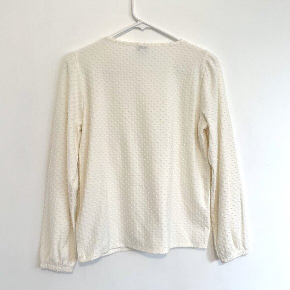 J. CREW FACTORY Long Sleeve Clip Dot Top Cream Ivory Off White ? Textured Blouse - Picture 11 of 13